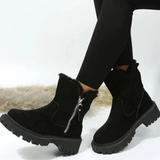 Silvia | Damen Stiefel mit Plateau Sohle und Reißverschluss in Schwarz