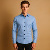 Aldous - Herrenhemd mit Stretch und schmalem Design in Blau