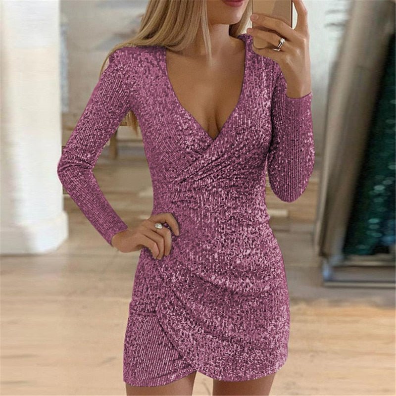 Anka – Elegantes Paillettenkleid mit langen Ärmeln