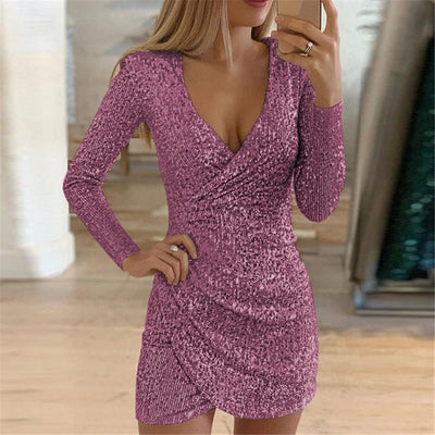 Anka – Elegantes Paillettenkleid mit langen Ärmeln