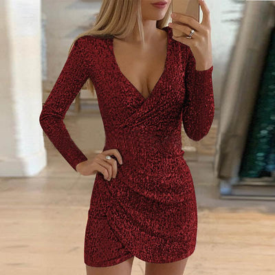 Anka – Elegantes Paillettenkleid mit langen Ärmeln