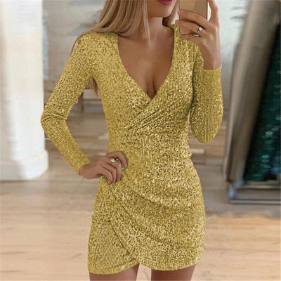 Anka – Elegantes Paillettenkleid mit langen Ärmeln
