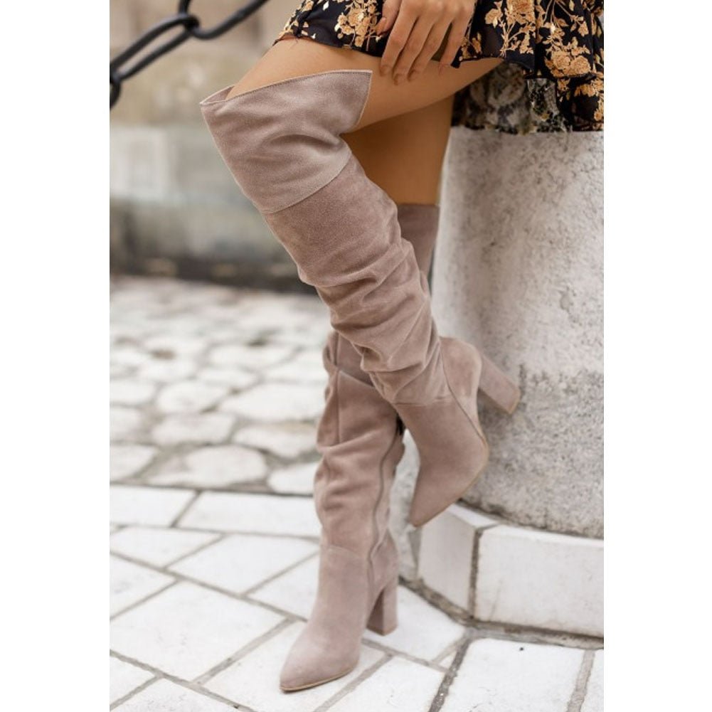 Celeste - Overknee-Stiefel mit hohem Absatz zum Hineinschlüpfen