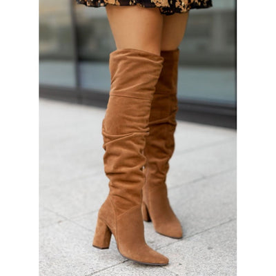 Celeste - Overknee-Stiefel mit hohem Absatz zum Hineinschlüpfen