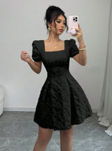 Sommerkleid Mini Elegant A-Linie in Schwarz