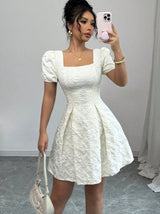 Sommerkleid Mini Elegant A-Linie in Weiß