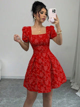 Sommerkleid Mini Elegant A-Linie in Dunkelrot