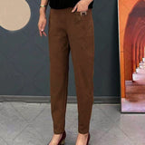 Ericka | Rostrote Leinenhose für Damen in Khaki