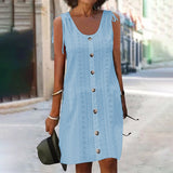 Dinya – Ärmelloses Strickkleid in Blau