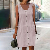 Dinya – Ärmelloses Strickkleid in Rosa
