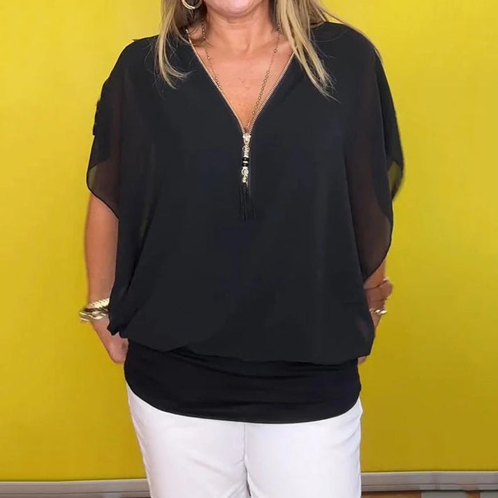 FREDERIKA - CHIFFONTOP MIT REIẞVERSCHLUSS