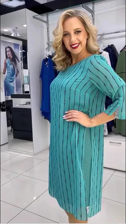 Paula® | Bedrucktes Damenkleid mit Rundhalsausschnitt