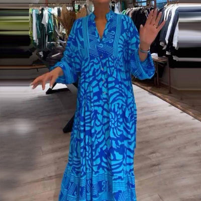 GISILA - LANGES LOCKERES KLEID MIT MUSTER