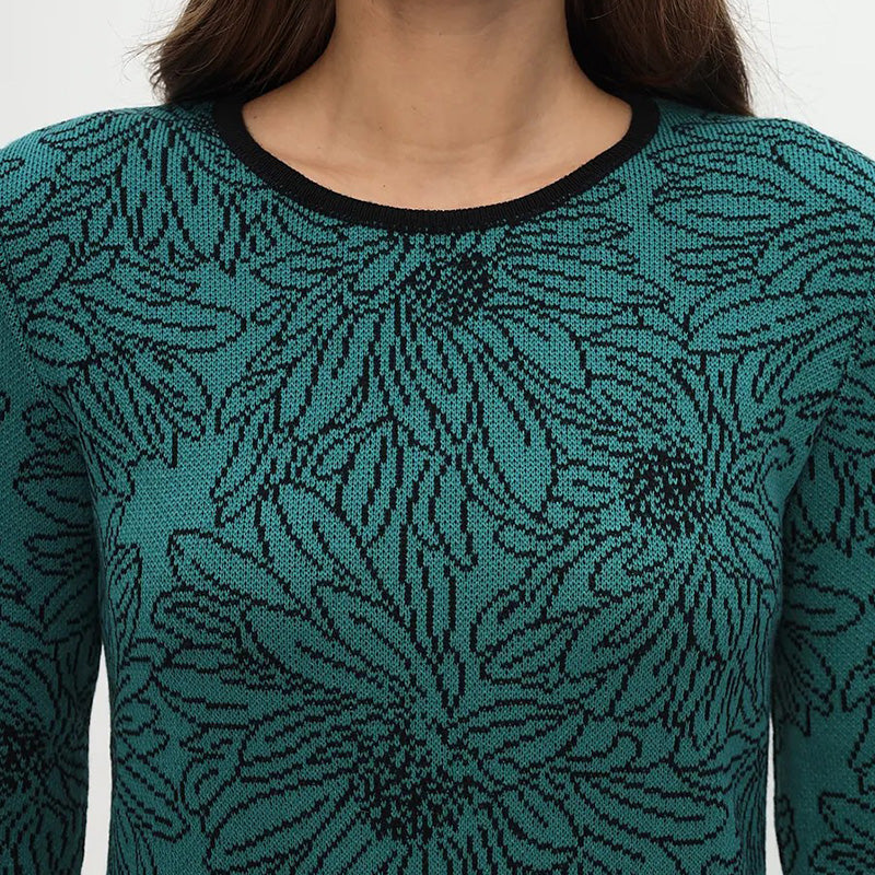 Pearl® | Bedrucktes, langärmliges Kleid mit Rundhalsausschnitt