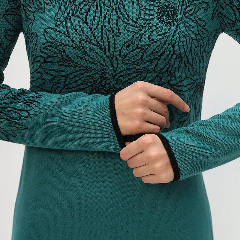 Pearl® | Bedrucktes, langärmliges Kleid mit Rundhalsausschnitt