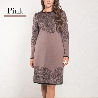 Pearl® | Bedrucktes, langärmliges Kleid mit Rundhalsausschnitt