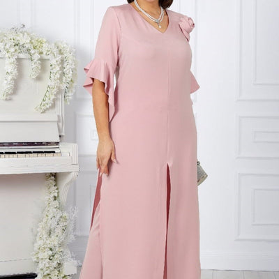 Damen-Set aus Kleid mit V-Ausschnitt und Hose mit elastischer Taille