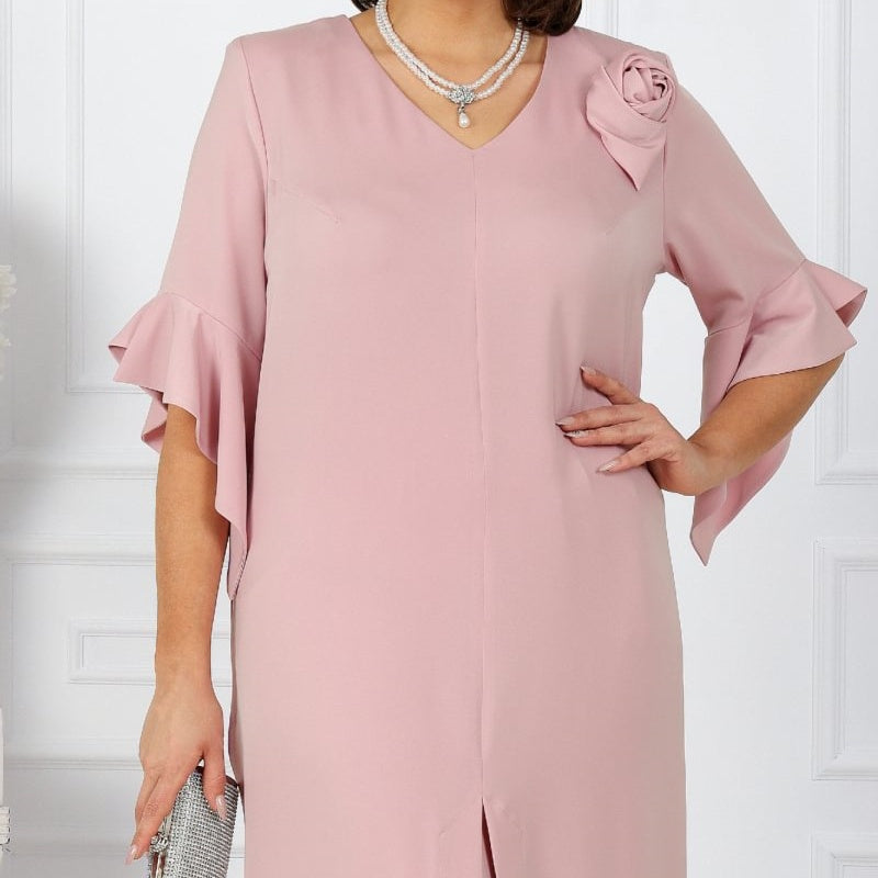 Damen-Set aus Kleid mit V-Ausschnitt und Hose mit elastischer Taille