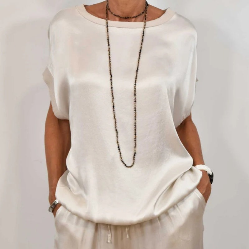 DENISE - SET AUS SATINTOP UND FLIESSENDER HOSE