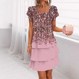 Jonna - Stilvolles Kleid Mit Leopard Enmuster Und Pailletten in Rosa