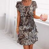 Jonna - Stilvolles Kleid Mit Leopard Enmuster Und Pailletten in Schwarz