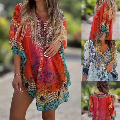 PINAR - ASYMMETRISCHES KLEID MIT V-AUSSCHNITT