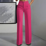 Britta | Damen Anzughose Hohe Taille Business Elegant in Rosenrot