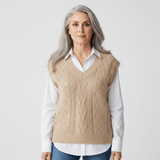 Strickweste Damen V-Ausschnitt in Beige
