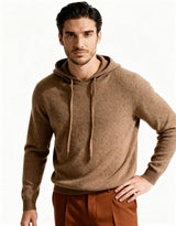 Herren-Sweatshirt aus Strick mit verstellbarer Kapuze – Sébastien in Kaffee