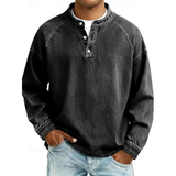 Thomas | Herren Retro Pullover Langarm in Schwarz