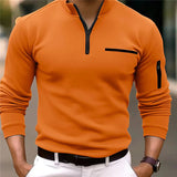 Luxe Herrensweater mit Reißverschluss - Davy in Orange
