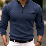 Luxe Herrensweater mit Reißverschluss - Davy in Dunkelblau