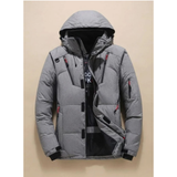Timon | Herren Winterjacke mit Kapuze, mehreren Taschen und reißverschluss in Grau