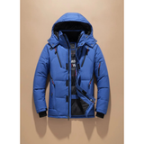 Timon | Herren Winterjacke mit Kapuze, mehreren Taschen und reißverschluss in Blau