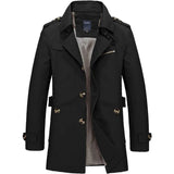 Trenchcoat Herren Klassisch mit Reverskragen in Schwarz