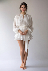 Svetlana | Damen Minikleid Modern Frisch Selbstbewusst in White