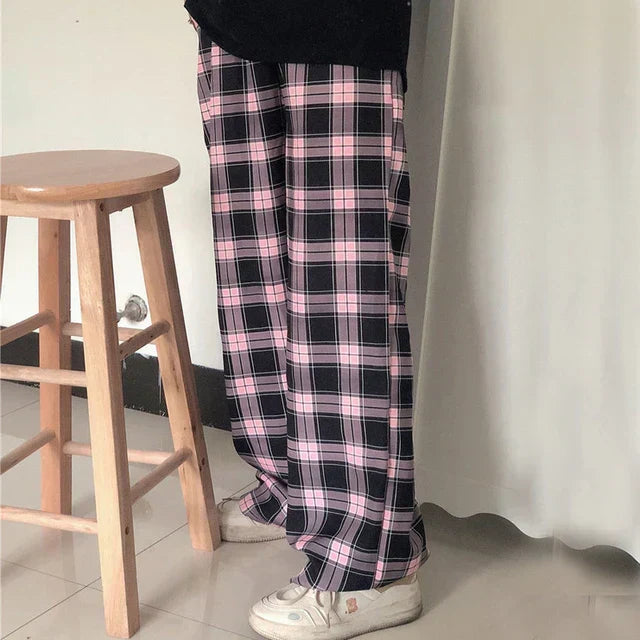 Rizza - Stilvolle Karrierte Hose mit weitem Bein