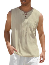Valentin | Herren V-Ausschnitt Tank Top ärmellos in Khaki