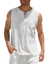 Valentin | Herren V-Ausschnitt Tank Top ärmellos in Weiß