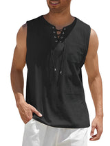 Valentin | Herren V-Ausschnitt Tank Top ärmellos in Schwarz
