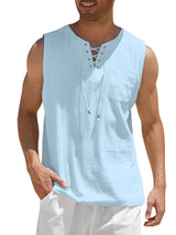 Valentin | Herren V-Ausschnitt Tank Top ärmellos in Himmelblau