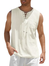 Valentin | Herren V-Ausschnitt Tank Top ärmellos in Beige