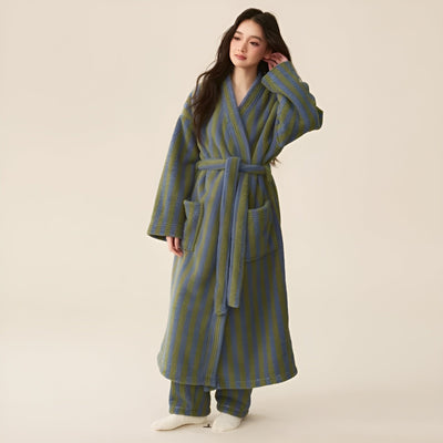 PlushWrap Robe - Winter Gestreift Robe Pyjama Set für Paare