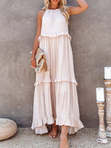 Amelia | Langes lockeres Sommerkleid in Beige