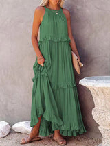 Amelia | Langes lockeres Sommerkleid in Grün