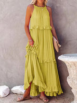 Amelia | Langes lockeres Sommerkleid in Gelb