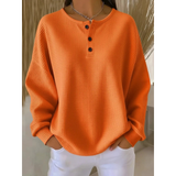Verena | Damen Pullover mit Knöpfen am Ausschnitt in Orange
