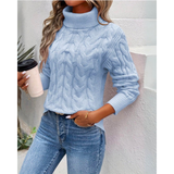 Verena | Damen Strickpullover mit Rollkragen in Blau