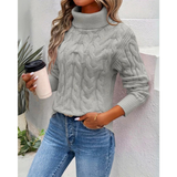 Verena | Damen Strickpullover mit Rollkragen in Grau