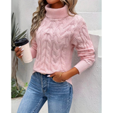 Verena | Damen Strickpullover mit Rollkragen in Rosa
